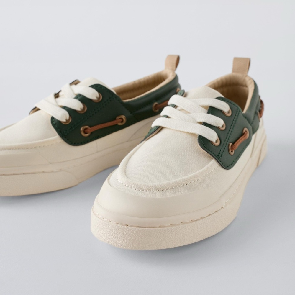 Kids Cream and Green Casual Shoes
